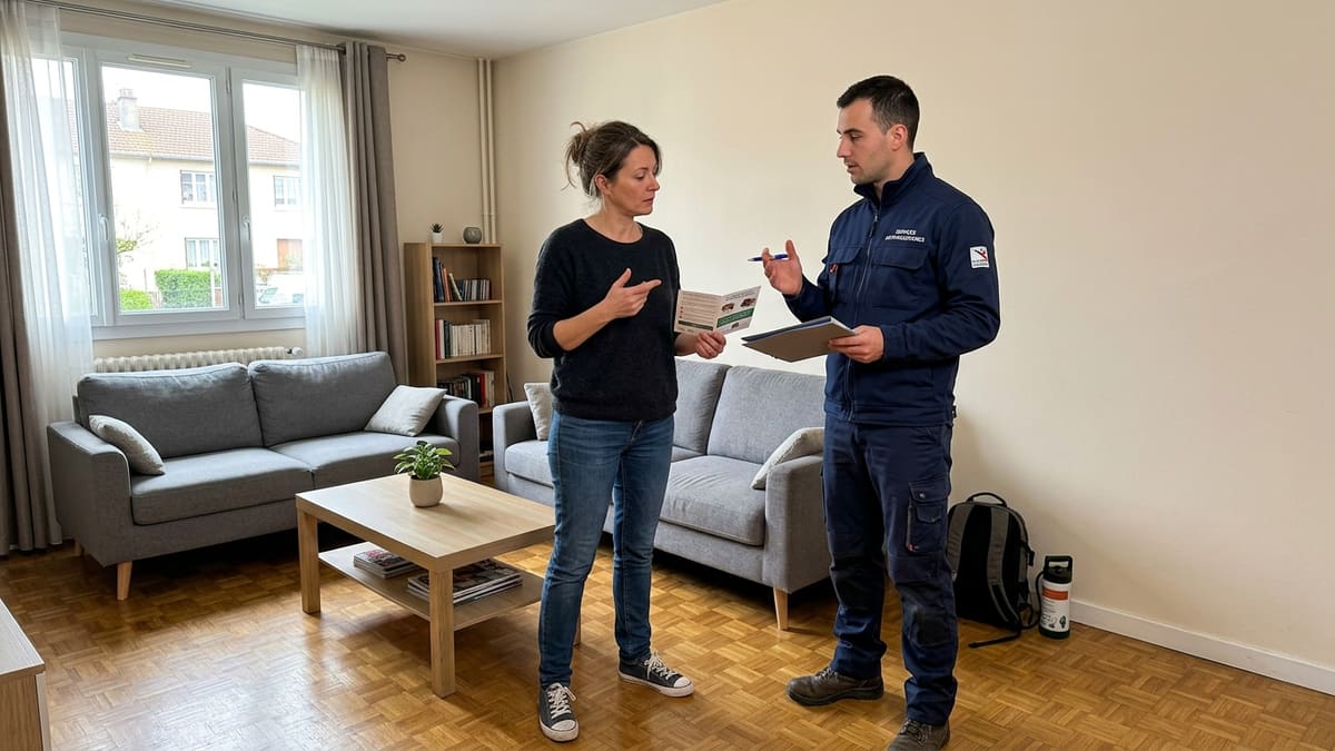 Femme discutant avec un professionnel pour se débarrasser des punaises de lit