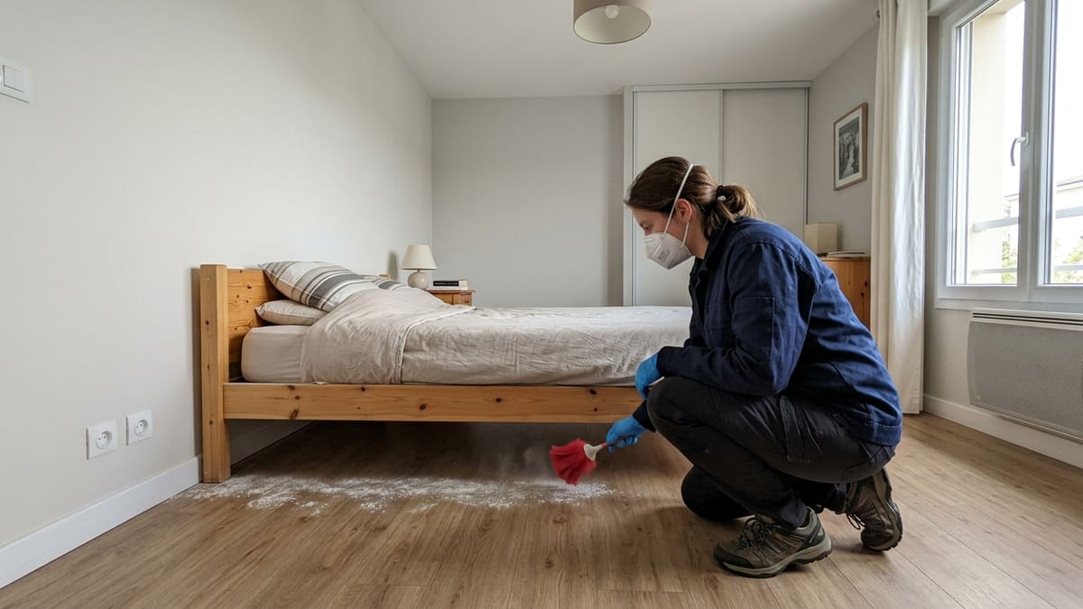 Application de terre de diatomée contre les punaises de lit dans une chambre